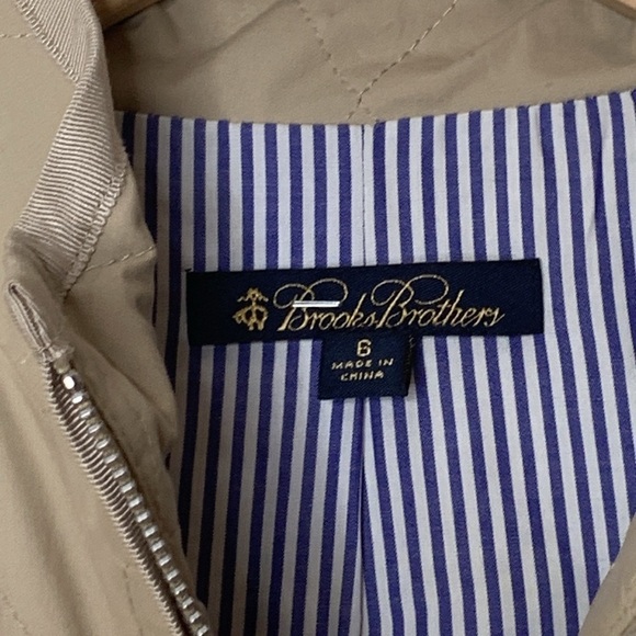 Brooks Brothers | Tan Khaki Diamond Stitch Quilted Double Zipper Jacket 6 - Picture 5 of 15